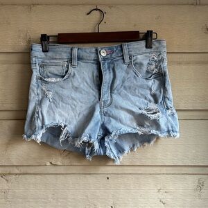 American Eagle Outfitters Light Blue Ripped Jean Shorts